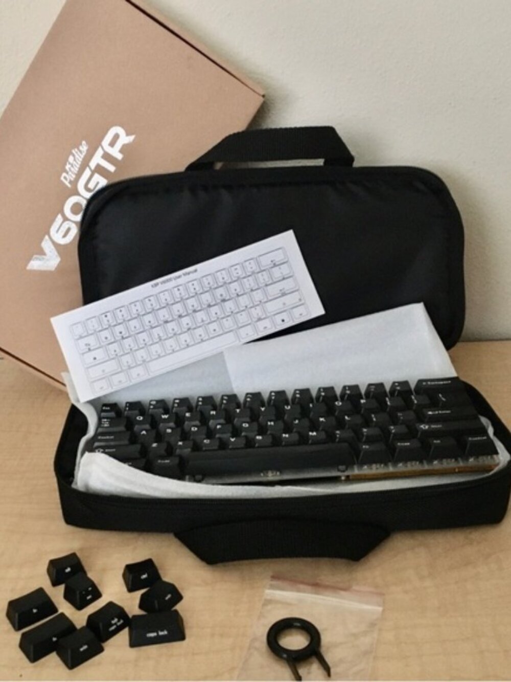 LP KBP 60% Layout Mechanical Keyboard Gateron Clear Keys + Carry Case